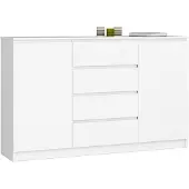 Akord Ladekast K160 met 4 Lades en 2 Deuren / Furniture Factory / Wit / 160 x 99 x 40 cm