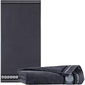 Zwoltex Rondo 2 Handdoek Zwart Katoen 450g 50x90cm met Borduur