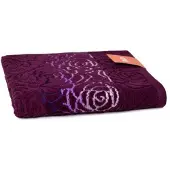Faro Zachte Handdoek Rosso 50x90 cm - Bloemig Design in Bosbes Paars