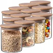 Kadax Glazen Voedselcontainers met Bamboe Deksel - Set van 12 stuks, 800ml