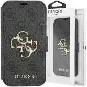 GUESS Bookcase hoesje - Guess - Effen Grijs - Kunstleer geschikt voor iPhone 13 Pro Max