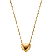 Lucardi Dames Ketting hanger hart - 14 karaat goud - Ketting - Cadeau - 42 cm - Geelgoud