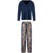 Lingadore Pyjama camel / taupe / marine