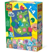 SES Creative - My First - Sticker mozaïeken - 12 dieren mozaïek kaarten met 72 stickers - vormen en kleuren herkennen