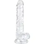 EasyToys - dildo met ballen - transparant - 17cm