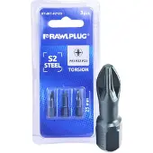 Rawlplug Pozidriv Bitset PZ1, PZ2, PZ3 - 25mm (3 stuks)