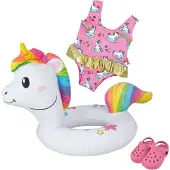 Heless Roze Zwemset Eenhoorn Voor Poppen Van 35-45 Cm 3-delig