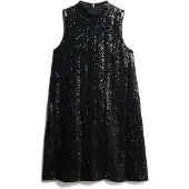 Superdry Dames Zwart paillettenjurkje (L), Casual, Feest, Klassiek, Polyester, Mouwloos / spaghettibandjes W8012035A