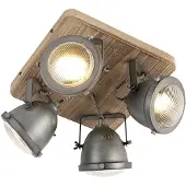QAZQA Slimme plafondlamp staal met hout incl. 4 WiFi GU10 - Emado