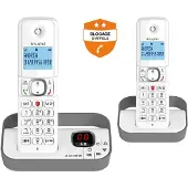 Alcatel Téléphone sans fil Classic F860 Voice Duo avec répondeur Blanc Gris