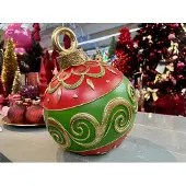 House of Seasons Deco kerstbal l29.5b30.5h34cm rood
