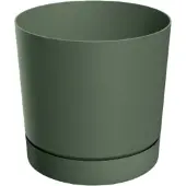 Prosperplast Tubo Serie - Bloempot met Onderzetter - 11 cm - Groen Pinie