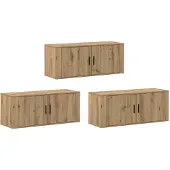 vidaXL Wandmeubelset voor TV, 3 stuks, Artisan-eikenhout fineer