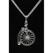 MOOYE ® - Collectie Zilveren Velocipede fiets ketting hanger - antiek