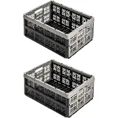 Keeeper 2x Opvouwbare boodschappenkrat auto 32L Grijs