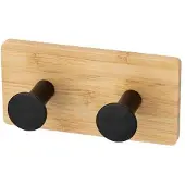 Galicja Dubbele Faro Wood Wandhaak - Bamboe & RVS - Zelfklevend