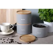 Brunbeste Set van 3 Keukenpotten voor Koffie, Thee & Suiker - Grijs