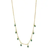 Celesta Silber Anhänger mit Kette 925 Sterling Silber vergoldet Malachit
