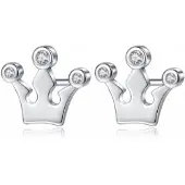 Charme Bijoux Kroontjes oorbellen - zirkonia steentjes -verzilverd-