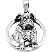MOOYE ® - Collectie Zilveren Bulldog in cirkel kettinghanger