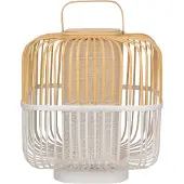 Forestier Design tafellamp Bamboo Square M, wit / opaal, Woon-/ Eetkamer, Bamboe, Design, tafellamp