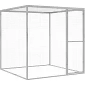 vidaXL Kippenhok met ren 117x1221x123 cm staal antracietkleurig