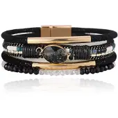 Deja Jewels DEJA Boho Armband goudkleurig met natuursteen in zwart