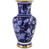 Artpol Keramische vaas - Hoge bloemenvazen ​​met gouden accent - Blauw