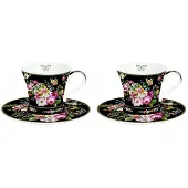 Easy life Espressokopjes met schotels 80ml - Bloemendessin 'Blooming Opulence'