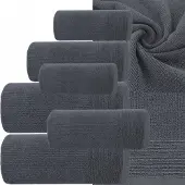 Eurofirany Luxe Katoenen Handdoekenset 6 Delig - 500g/m² - Staalgrijs
