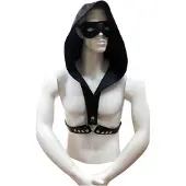 Rouge - capuchon BDSM-harnas van premium kunstleer (zwart)