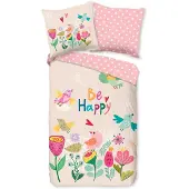Good Morning Kinder Dekbedovertrek Katoen Renforcé Happily - pink 140x200/220cm
