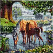 Oz Bont pony's, 30x30cm Kristalkunstpakket