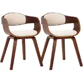 CLP Set van 2 stoelen Kingston, kunstleer met houten frame, walnoot/crème