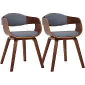 CLP Set van 2 stoelen Kingston, kunstleer met houten frame, walnoot/grijs