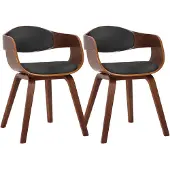 CLP Kingston Set van 2 Stoelen - Kunstleer - walnoot/zwart