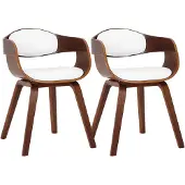 CLP Kingston Set van 2 Stoelen - Kunstleer - walnoot/wit