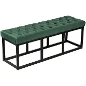 CLP Bank Polson - Gestikte Zitbank - Metalen Frame Mat Zwart - 200 kg Belastbaar - Modern Design - groen
