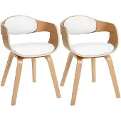 CLP Set van 2 stoelen Kingston, kunstleer met houten frame, naturel/wit