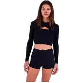 Hurley Max Solid Rib Cropped Cross Yoke Rash Guard Met Lange Mouwen