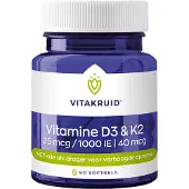 Vitakruid Vitamine D3 & K2 in MCT-olie (90 softgels)