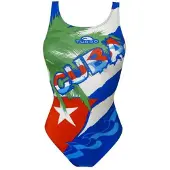 Turbo Cuba Palmera Swimsuit Groen,Blauw XL Vrouw