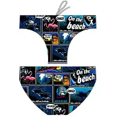 Turbo New Comic Waterpolo Swimming Brief Zwart 10 Years Jongen