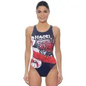 Turbo Maori Flag Swimsuit Blauw M Vrouw
