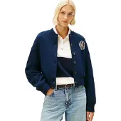 Tommy Hilfiger Sweatvest 'Varsity' crème / navy / rood / wit