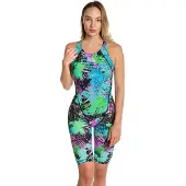 Madwave Mw Revolt Open Back Competition Swimsuit Groen,Blauw M Vrouw