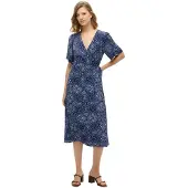 Superdry Bedrukte Midi Wikkel Jurk Blauw Grootte: 34