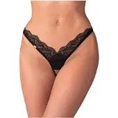 Obsessive - string dames slip - transparant kant - zwart - L/XL