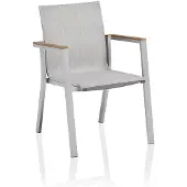 Kettler Rasmus teak stapelstoel aluminium/buitenstof 2 stuks