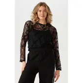 Alix The Label Dames Tops & T-shirts Ladies Woven Alix Lace Fitted Top - Zwart - Maat S